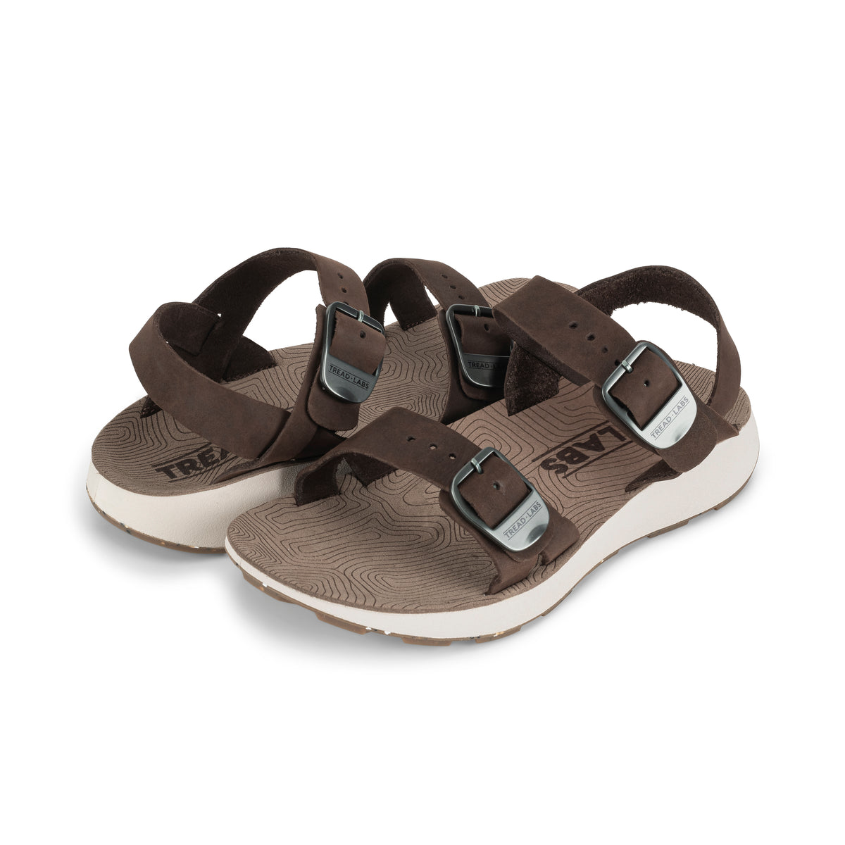Pair of Women's Salinas Leather Sandals in Havana on a white background.